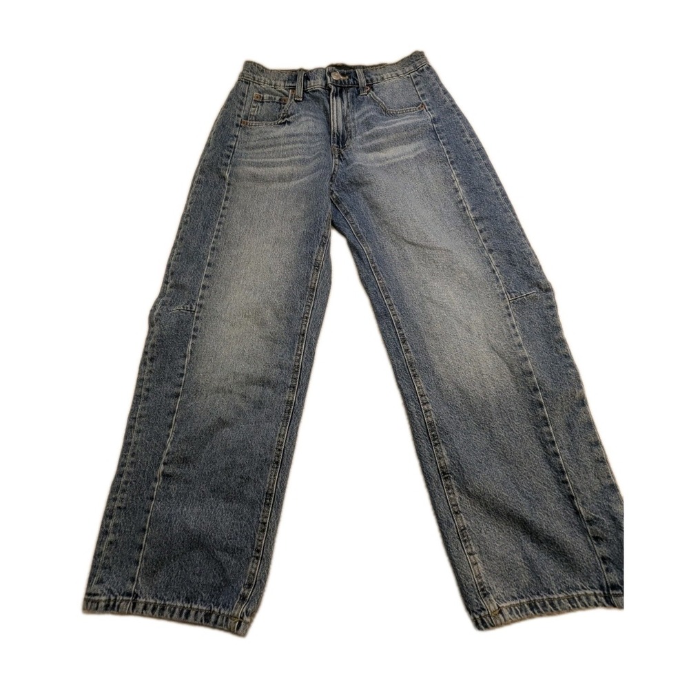 Aeropostale Barrel Jean Womens 2 Light Wash Cropped Ankle Baggy‎ 100% Cotton